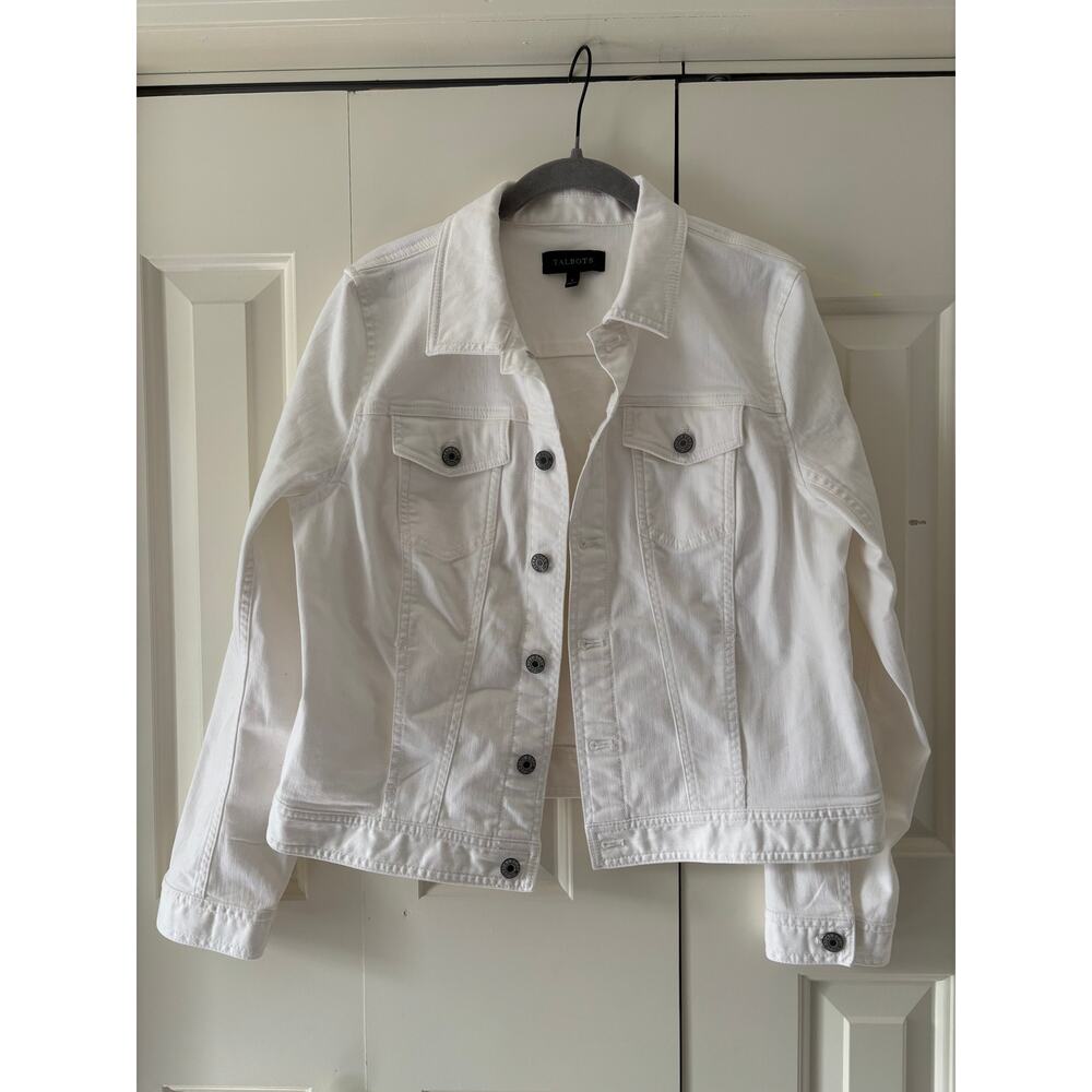 Talbots White Denim Jacket Size L - Picture 2 of 8